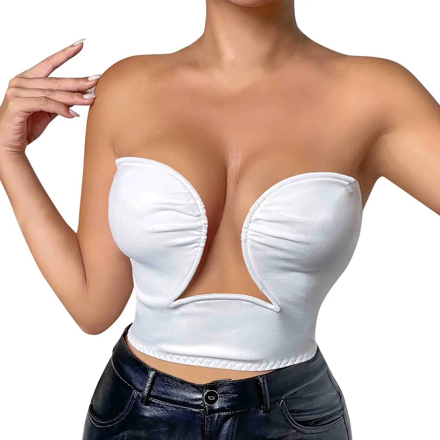 Strapless U-Shaped Invisible Adhesive Plunge Bra Women Reusable Strapless Backless Breast Lifting Push Up Dress Underwear