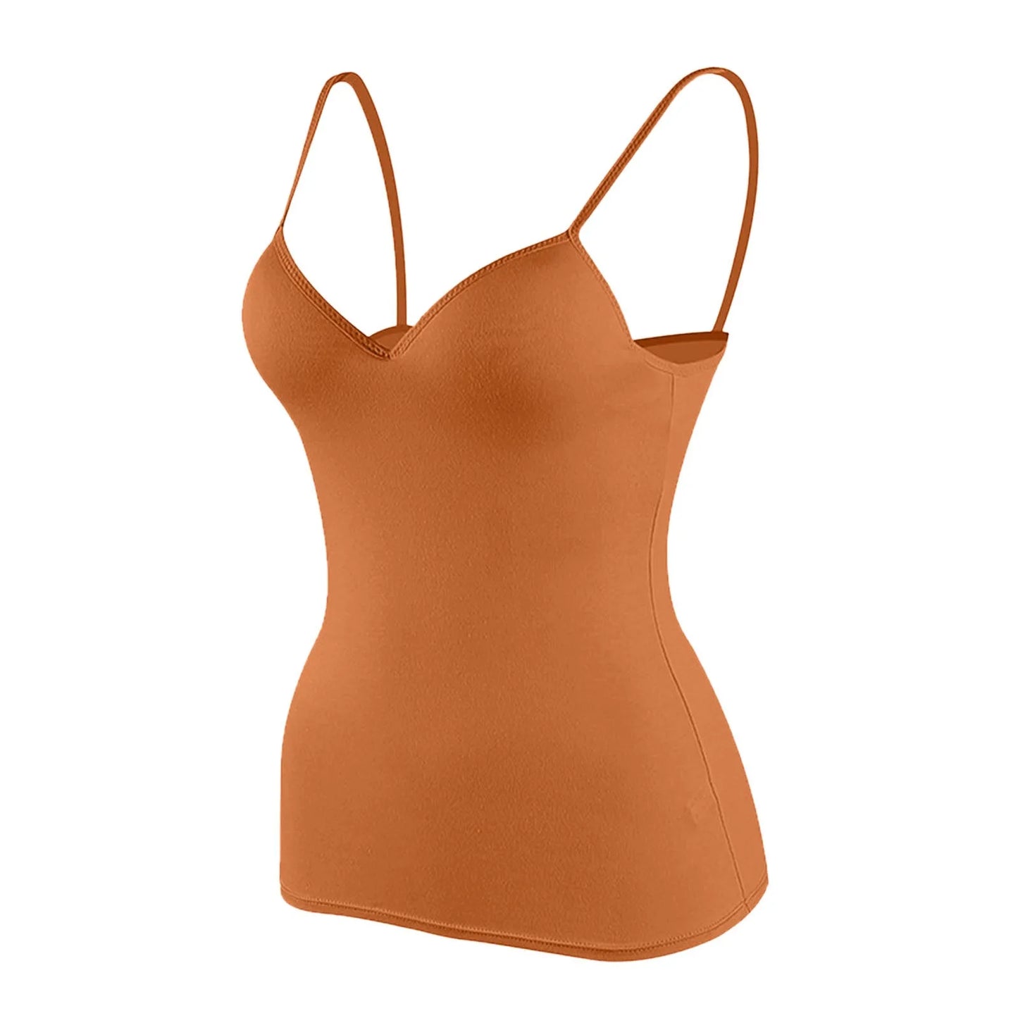 Plus Size Lace Camisole Top with Built-In Bra – Casual Solid Color Spaghetti Strap V-Neck Tank for Women