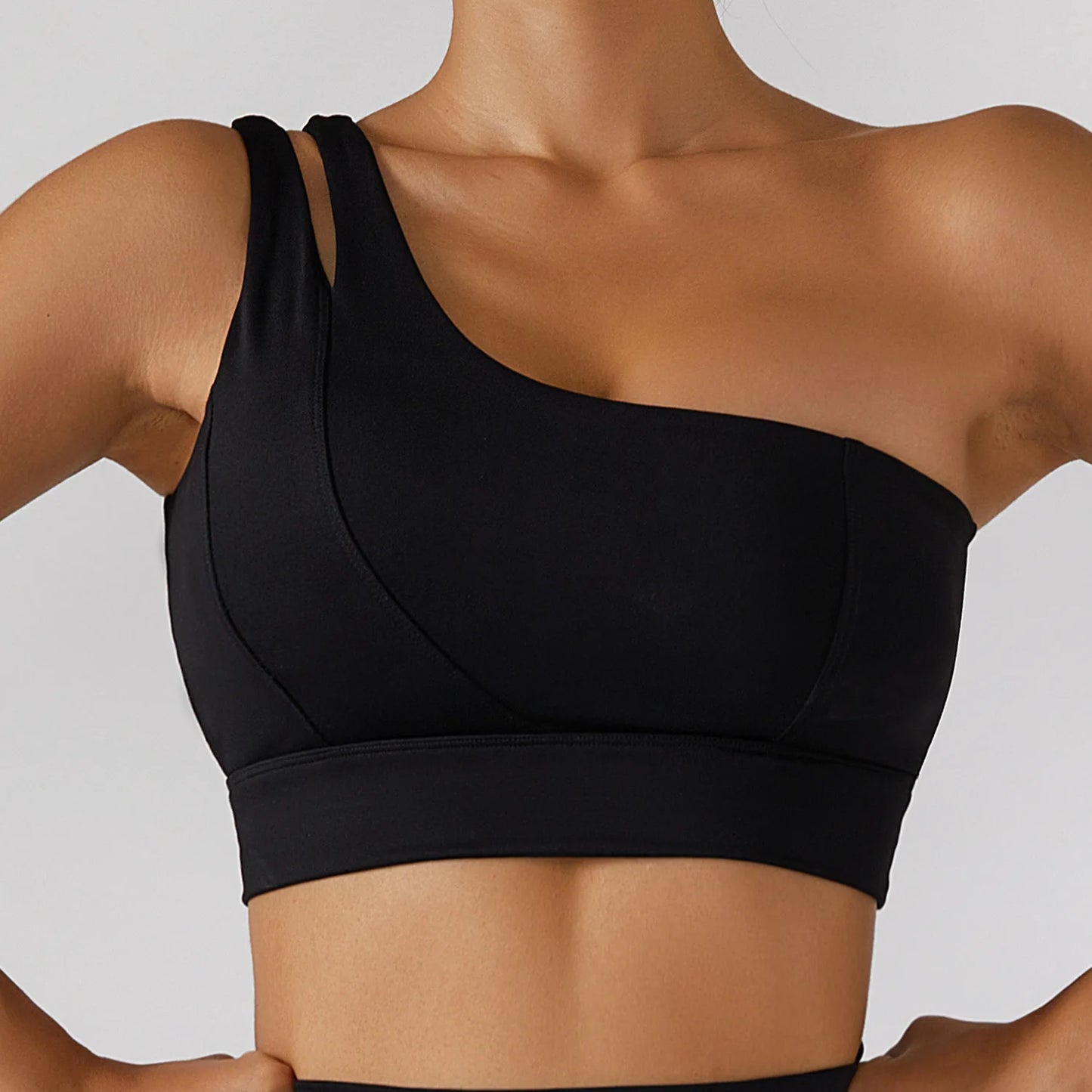 One-Shoulder Push-Up High-Impact Sports Bra – Sexy Gym & Running Vest