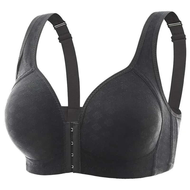 FallSweet Plus Size Front Closure Bra for Women, Seamless Wireless Push Up Bralette, Plaid Print Lingerie Comfortable Brassiere