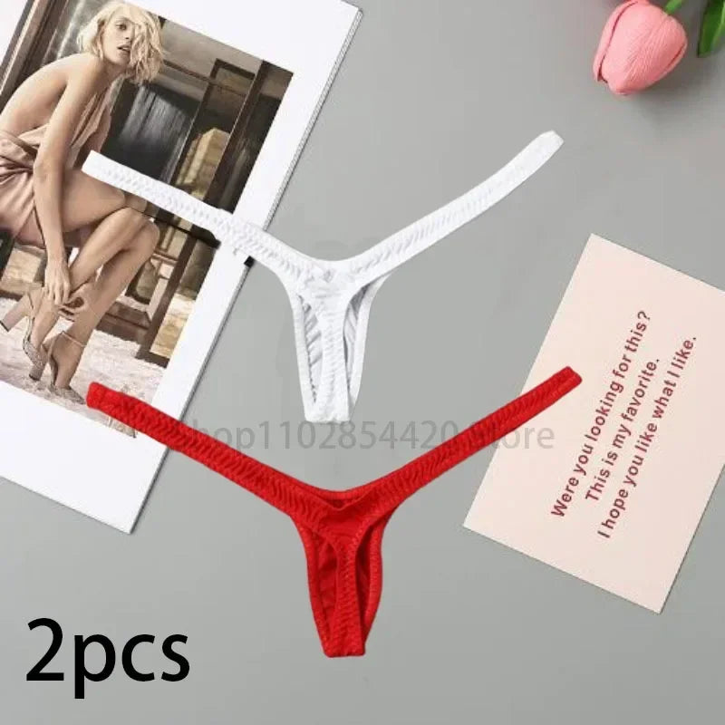 2/4pcs New Deep V Thong Women's Breathable  Line Sexy Hot Waist Mini Panties Bikini Bottom Thongs Female Panty Women Underwear