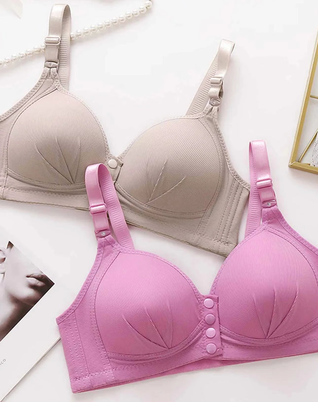 Plus-Size Front-Closure Push-Up Bra for Mature Women – Adjustable Thin Cups, Breathable Comfort Underwear