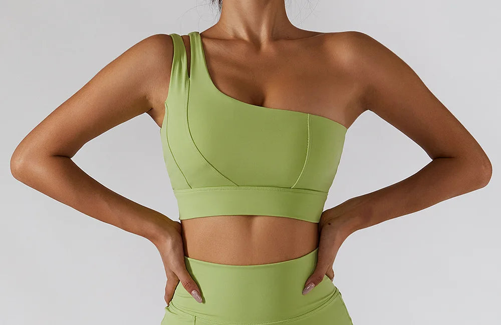 One-Shoulder Push-Up High-Impact Sports Bra – Sexy Gym & Running Vest