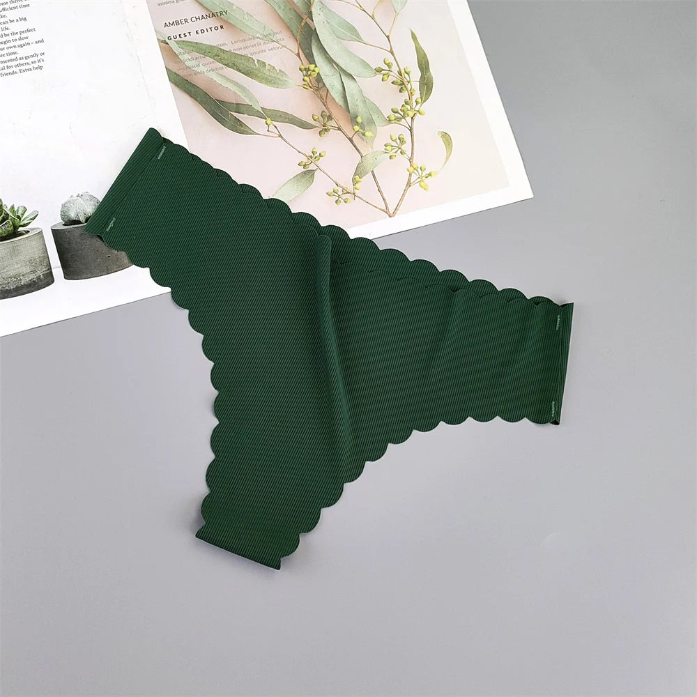3 Pieces Seamless Thong Panties Pack Women Invisible Thread Ice Silk Sexy G-string Underwear Bikini Brief Plus Size