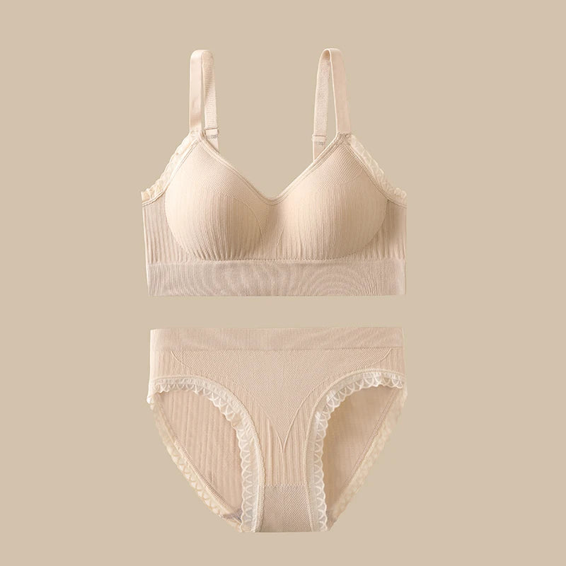 Women’s 2-Piece Ribbed Stretch Bralette & Crop Tank Top Set – Sexy Basic Lingerie