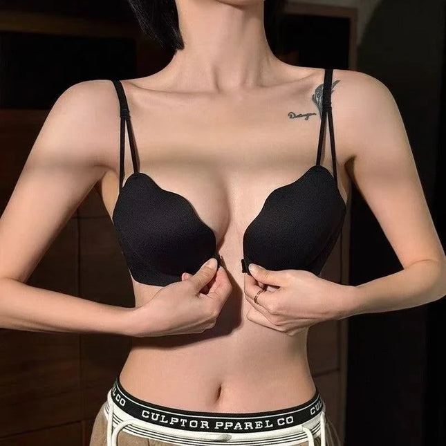New Front Buckle Beautiful Back Underwear Women's Small Breasts Gathered Integrated Non-wired Breathable Non-marking Bra