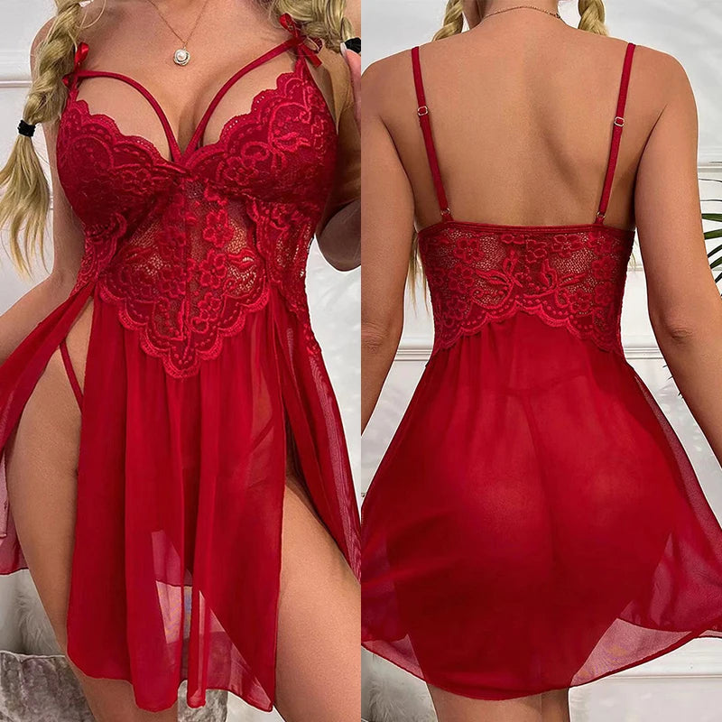 Transparent Lace Babydoll Nightdress – Sexy Women’s Sleepwear & Exotic Pajama Costume