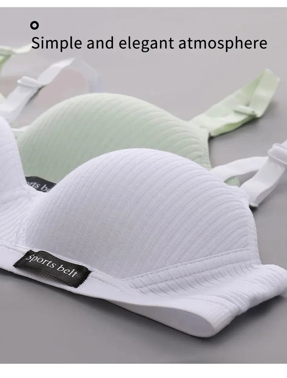 Cotton Women's AB Cup Bra Underwear Wireless Gathering Comfortable V-Bra Women's Upward Push Underwear