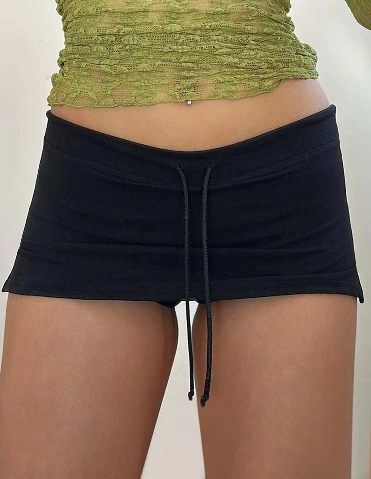 Womens Micro Mini Gym Skirts 2025 Summer Low Waisted Side Slit Yoga Skirt Sexy Drawstring Athletic Skirt