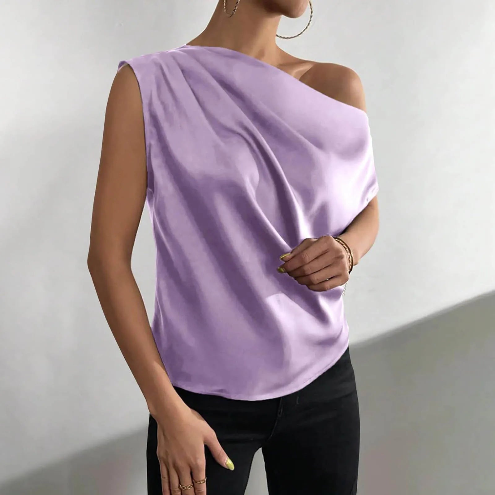 Summer Camisole Tanks For Women Women Silk Satin Casual Sleeveless U Neck Tank Top Summer Curved Hem Lightweight Ropa De Mujer