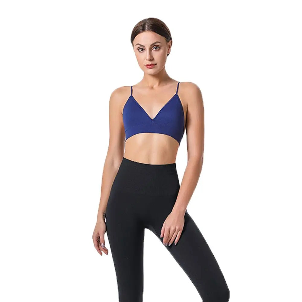 Thin Boneless Push Up Seamless Deep V  Bralettes Women Crop Top Fitness Yoga Top Sports Bra