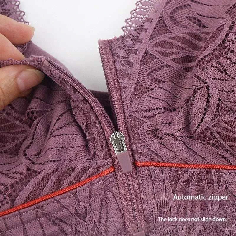 S-6XL Sports yoga bra cotton cups front zipper underwear breathable women no steel ring tank top lace large size bra