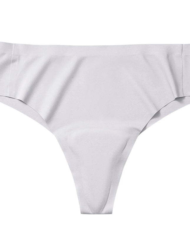 Comfortable Mid Waist Seamless Thong Panties – Solid Color Stretch Basics Underwear for Women