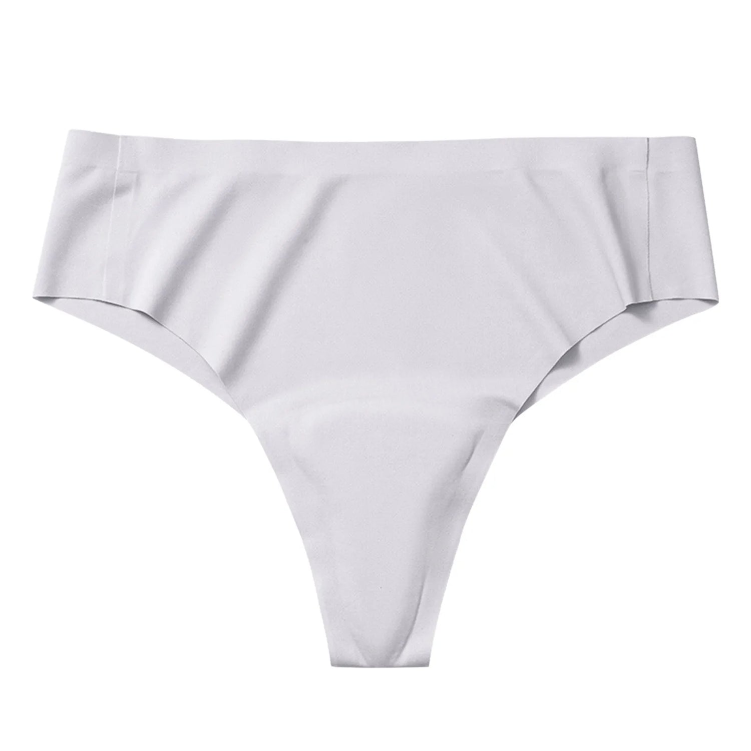 Comfortable Mid Waist Seamless Thong Panties – Solid Color Stretch Basics Underwear for Women