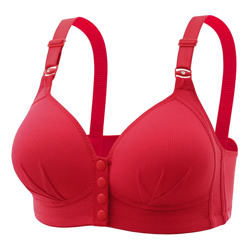 Plus-Size Front-Closure Push-Up Bra for Mature Women – Adjustable Thin Cups, Breathable Comfort Underwear