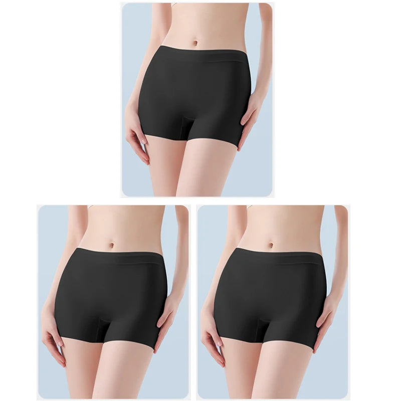 3PCS Ice Silk Ultra-Thin High Waist Boxer Briefs – Seamless Quick-Drying Plus Size Panties for Women