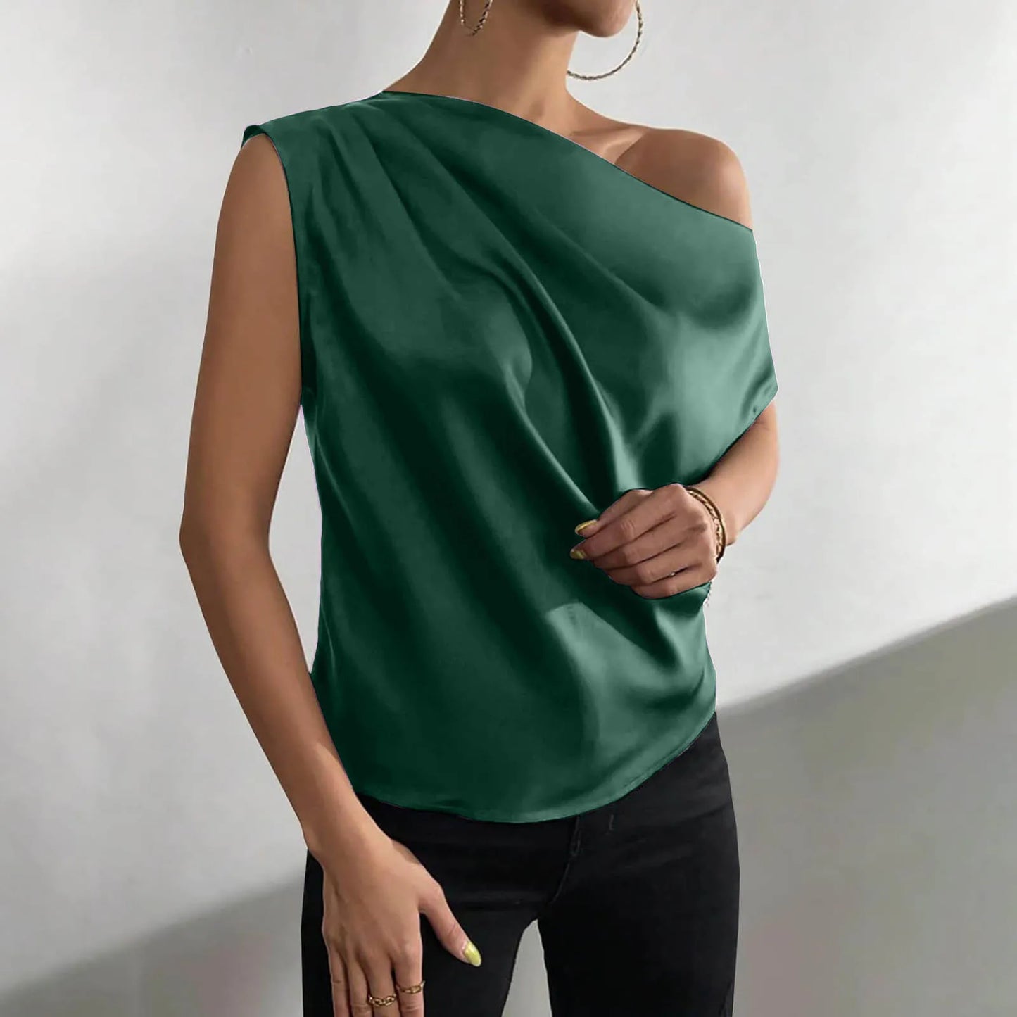 Summer Camisole Tanks For Women Women Silk Satin Casual Sleeveless U Neck Tank Top Summer Curved Hem Lightweight Ropa De Mujer