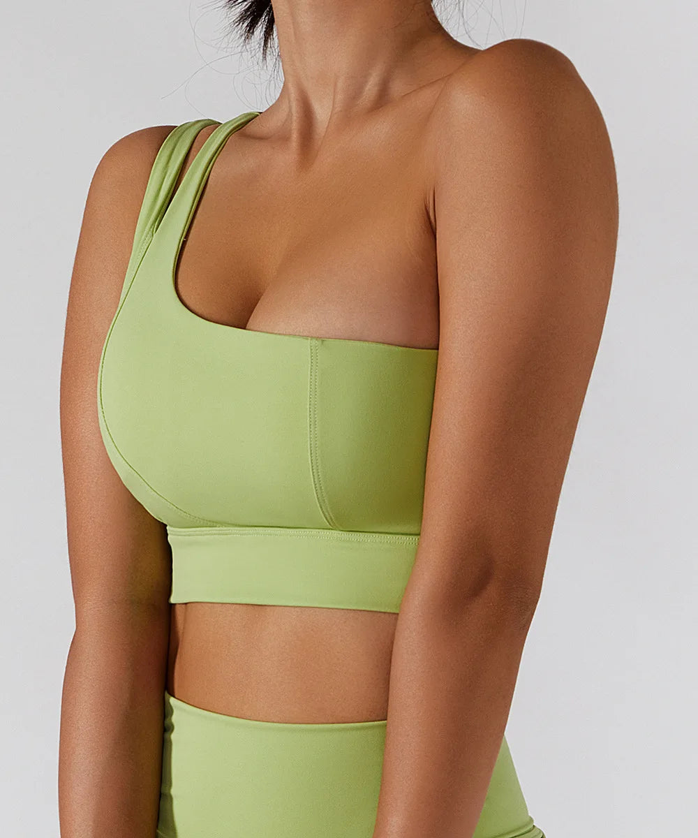 One-Shoulder Push-Up High-Impact Sports Bra – Sexy Gym & Running Vest
