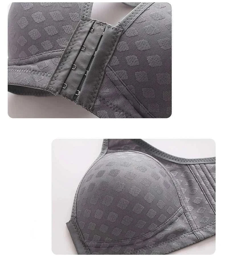 FallSweet Plus Size Front Closure Bra for Women, Seamless Wireless Push Up Bralette, Plaid Print Lingerie Comfortable Brassiere