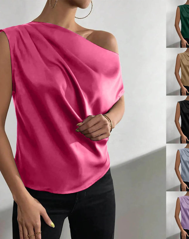 Summer Camisole Tanks For Women Women Silk Satin Casual Sleeveless U Neck Tank Top Summer Curved Hem Lightweight Ropa De Mujer