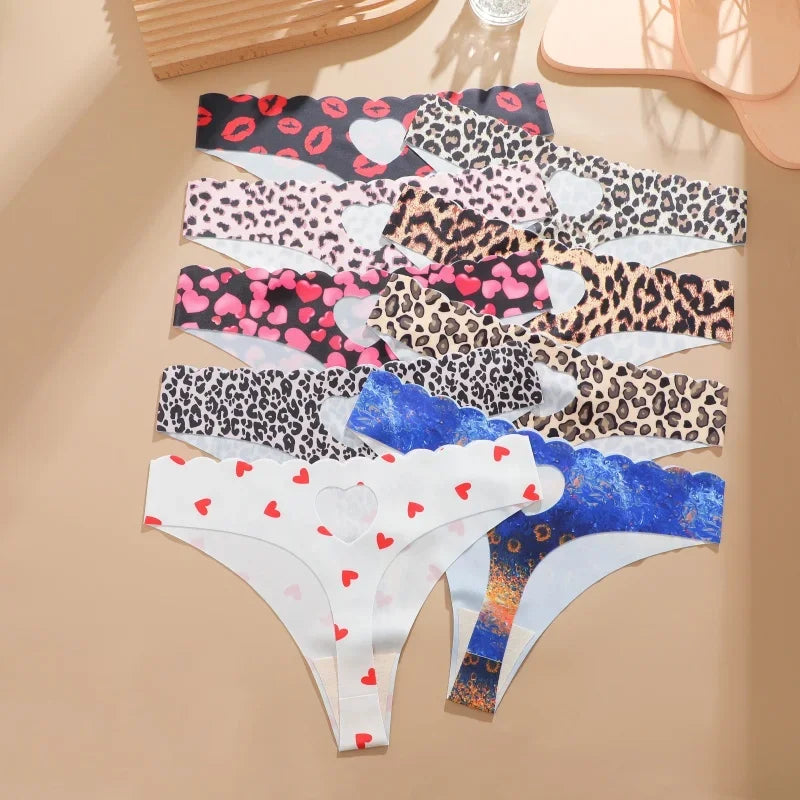 6PCS Seamless Hollow Heart Thong Set – Soft Breathable Hip-Covering Panties for Women