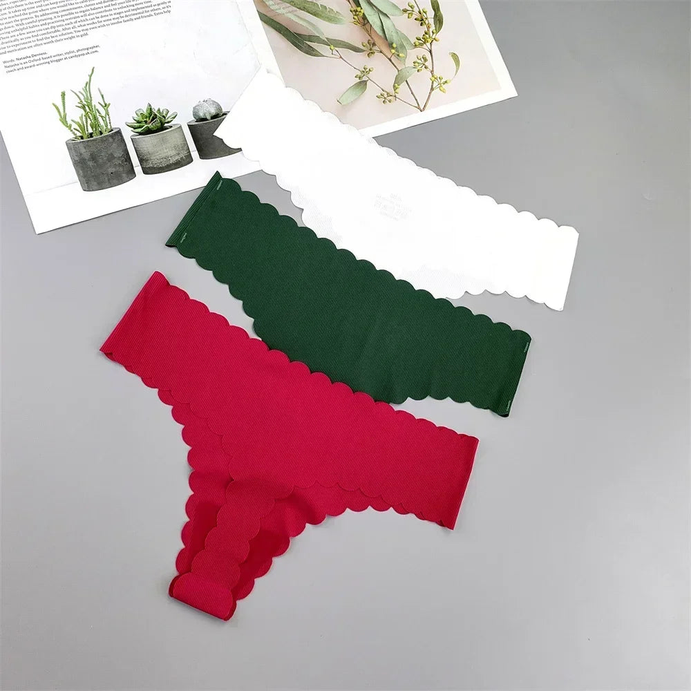 3 Pieces Seamless Thong Panties Pack Women Invisible Thread Ice Silk Sexy G-string Underwear Bikini Brief Plus Size