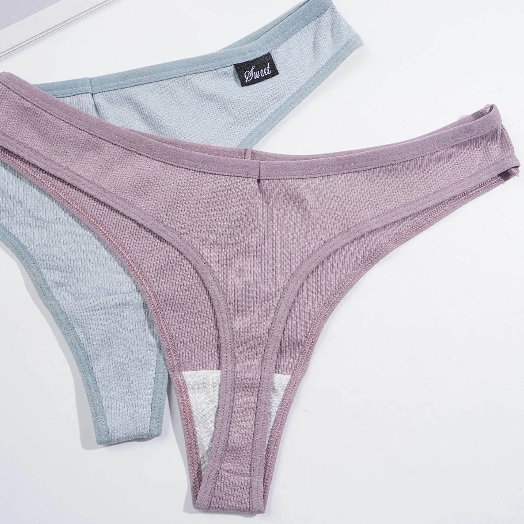 8PCS Women's Sexy Thongs Low Waist Seamless G-Strings Solid Color Comfortable Cotton Panties Female Breathable Underwear S-XXL
