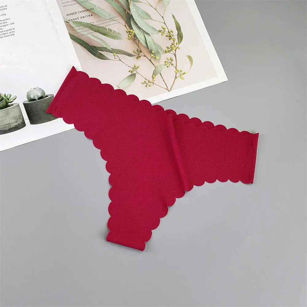 3 Pieces Seamless Thong Panties Pack Women Invisible Thread Ice Silk Sexy G-string Underwear Bikini Brief Plus Size