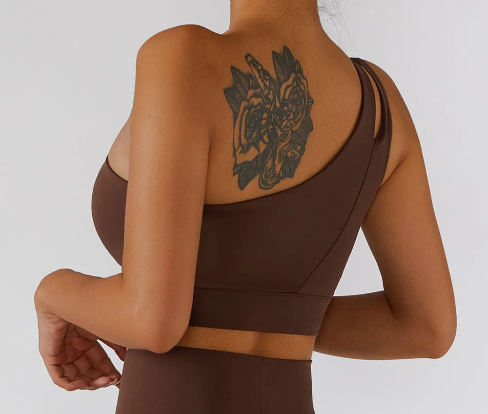 One-Shoulder Push-Up High-Impact Sports Bra – Sexy Gym & Running Vest