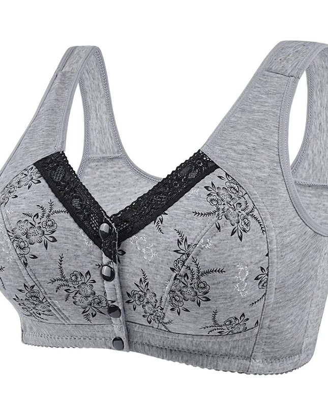Fashion Mom Vest Brassiere Women Comfortable Front Button Bra Women's Wireless Cotton Underwear Thin Printed Lingerie for Female
