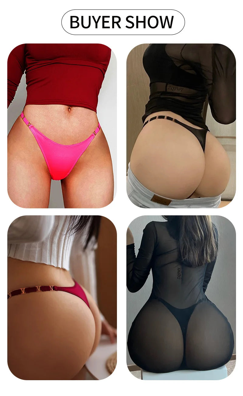 Seamless Sexy Thong Women Underwear Briefs Panties Zebra Flower Low Rise Luxury Metal Buckle G String Bikini Girls Female Panty