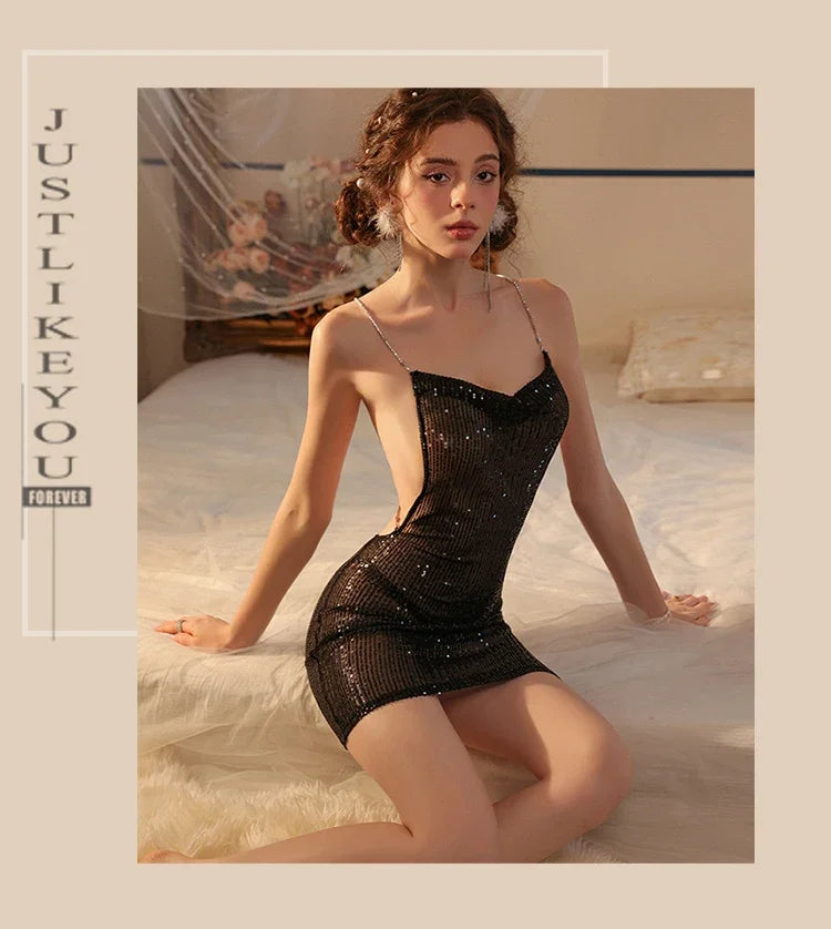 Women sexy nightgown babydoll Lingerie Seduction Night Suit sweet backless Tease Sundresses Hot Nightdress Pajamas hollow Nighty