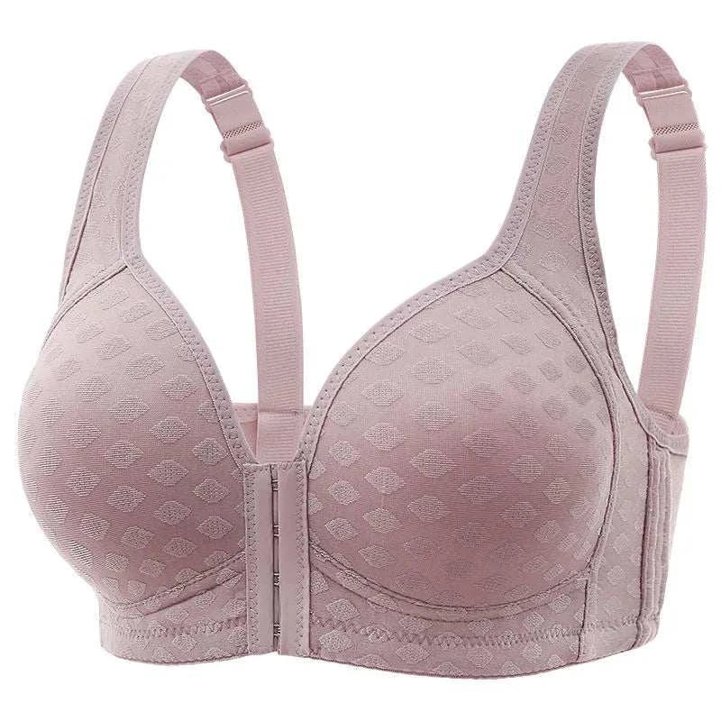 FallSweet Plus Size Front Closure Bra for Women, Seamless Wireless Push Up Bralette, Plaid Print Lingerie Comfortable Brassiere