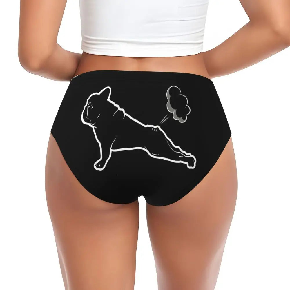 Custom Womens French Bulldog Christmas Santa Claus Brief Panties Female Stretch Underwear Underpants