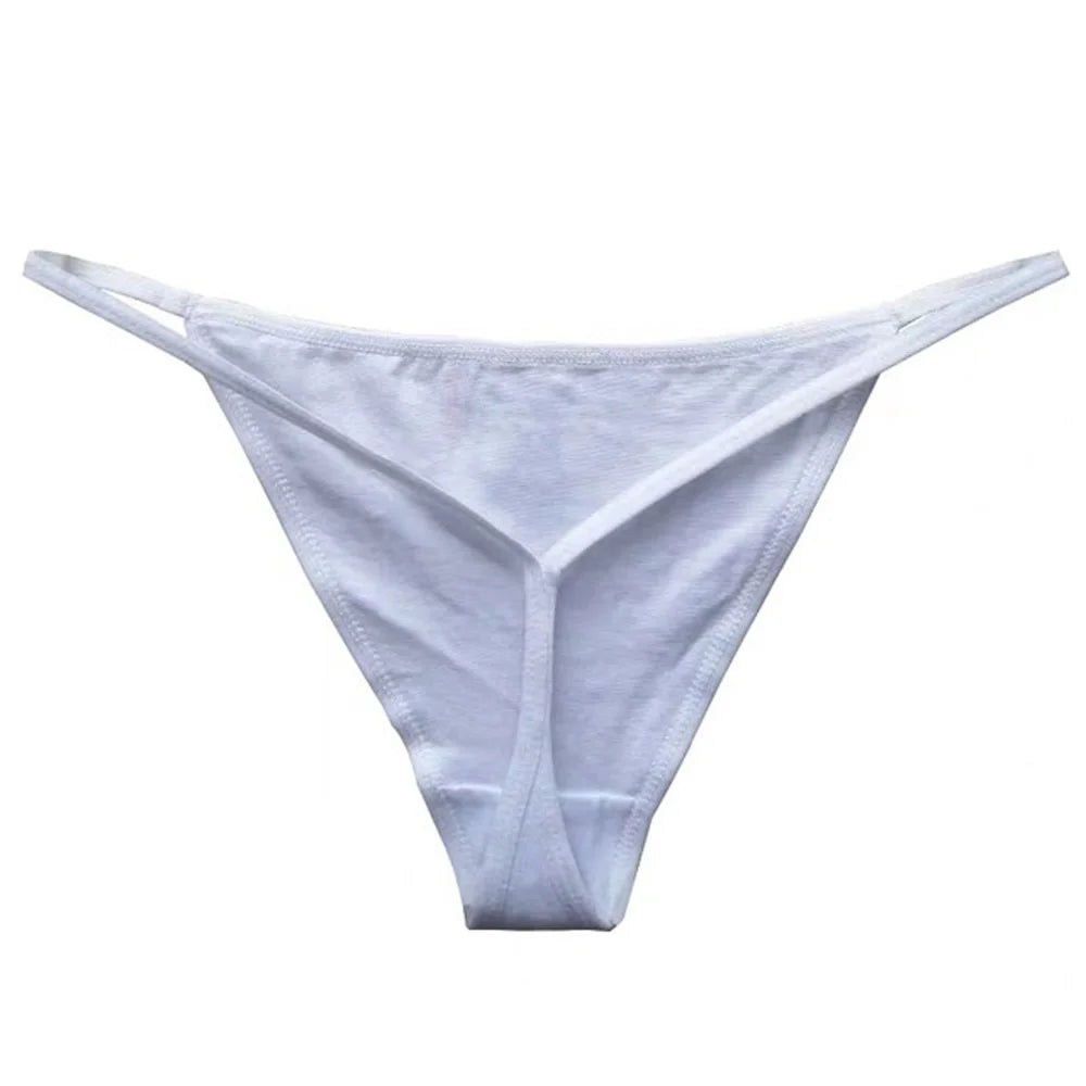 Sexy Low Rise Thin Strappy Bikini Thongs V Strings Cotton Panties Underwear