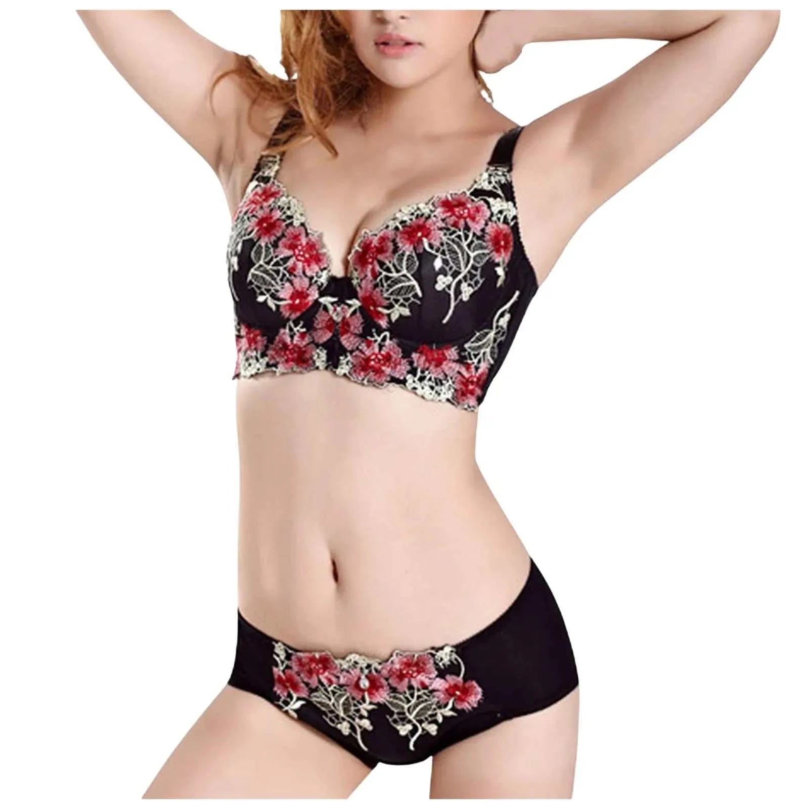 Underwear High Side Bra & Panty Set Women Cute Top And Bottom Set Underwear fashion casual print Women Comfortable Underwear