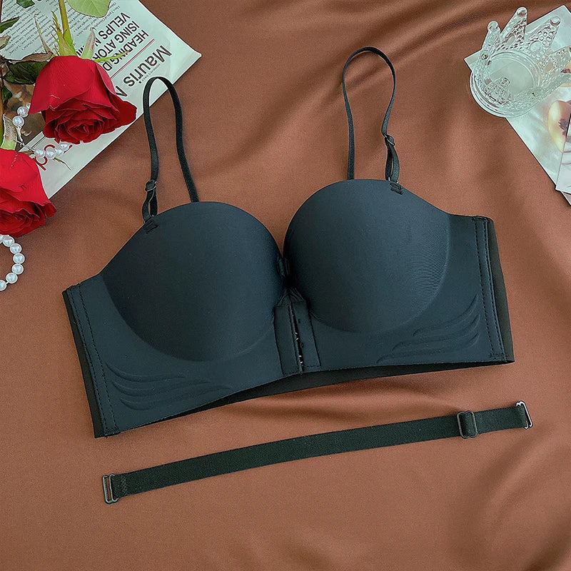 Front-Closure Wireless Cross-Back Posture Support Sports Bra – Breathable Comfort Underwear