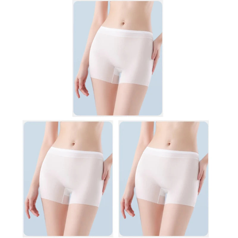 3PCS Ice Silk Ultra-Thin High Waist Boxer Briefs – Seamless Quick-Drying Plus Size Panties for Women