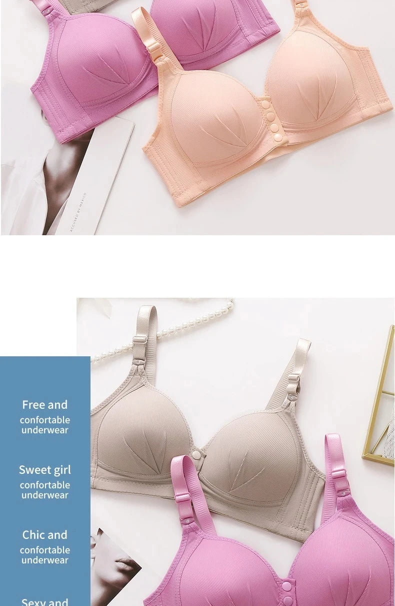 Plus-Size Front-Closure Push-Up Bra for Mature Women – Adjustable Thin Cups, Breathable Comfort Underwear