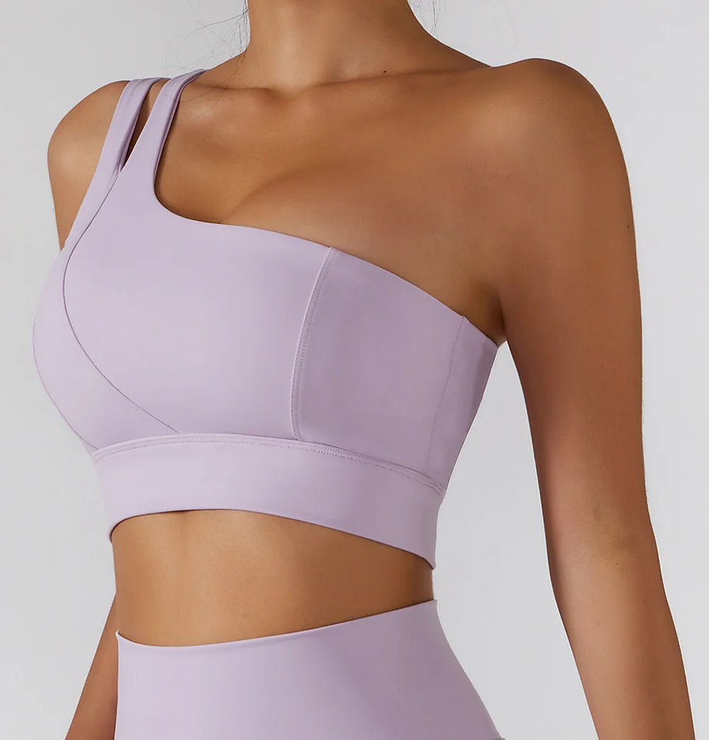 One-Shoulder Push-Up High-Impact Sports Bra – Sexy Gym & Running Vest