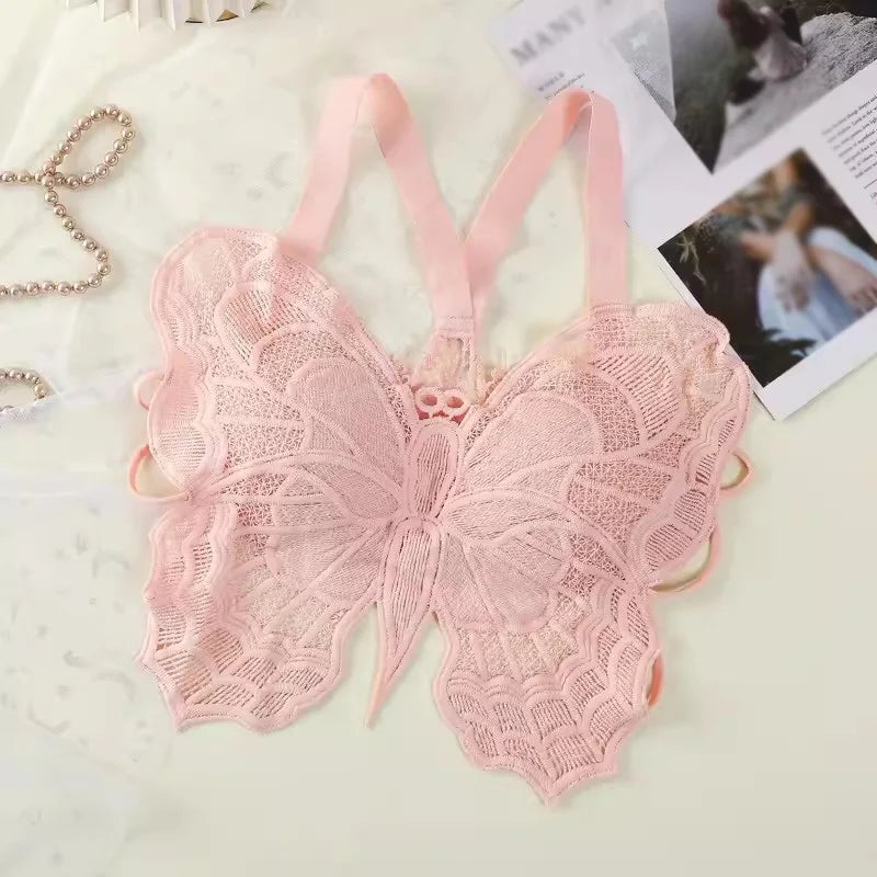 Summer Lace Butterfly Slim Sexy Exposed Navel Padded Camisole TankTop