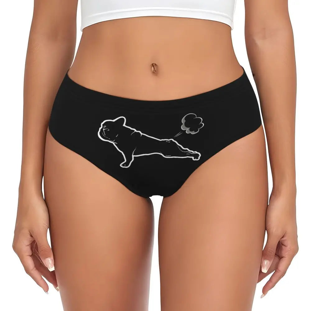 Custom Womens French Bulldog Christmas Santa Claus Brief Panties Female Stretch Underwear Underpants