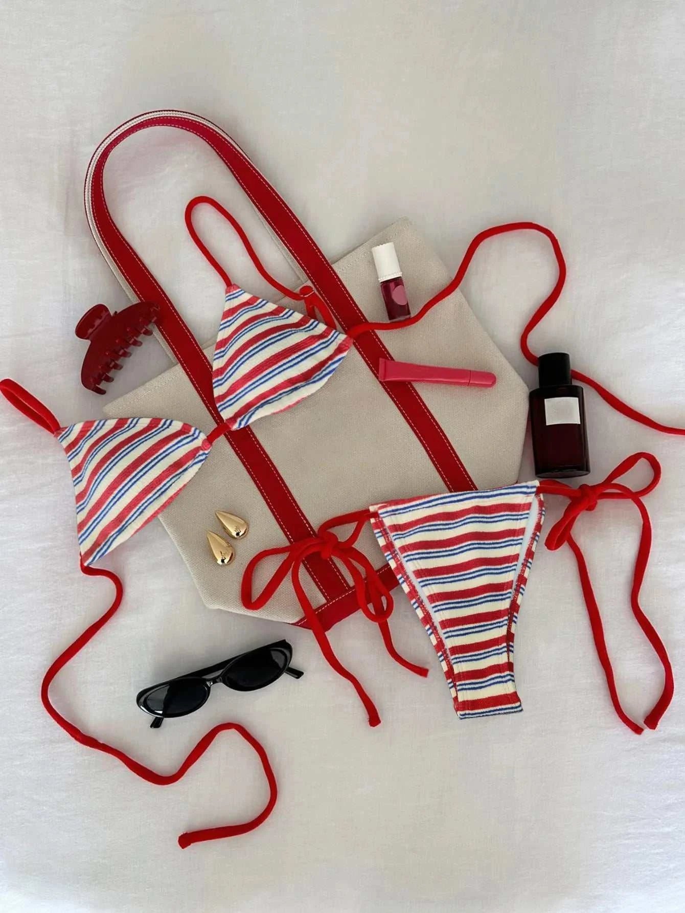 Women's Sexy Push-Up Two-Piece Swimsuit 2025 Bathing Suit Micro Beachwear Stripe Bikini Set Swimwear Trendy купальник женский