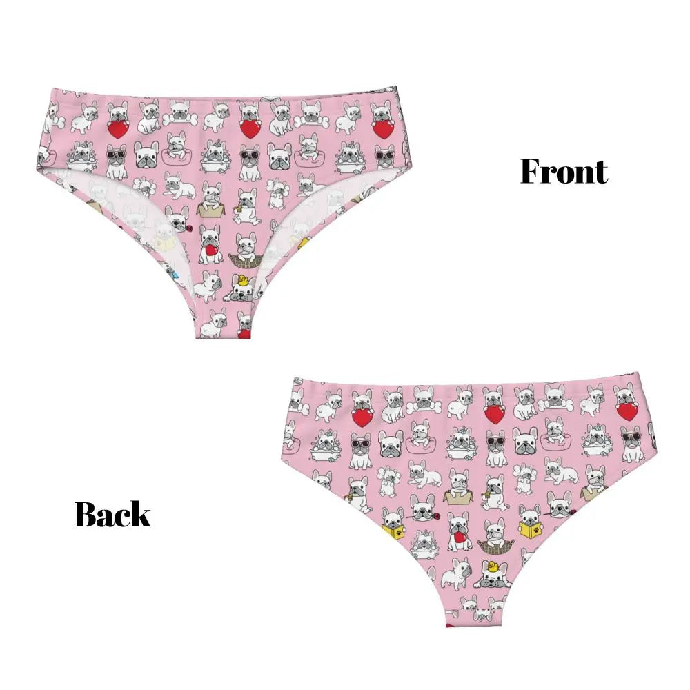 Custom Womens French Bulldog Christmas Santa Claus Brief Panties Female Stretch Underwear Underpants