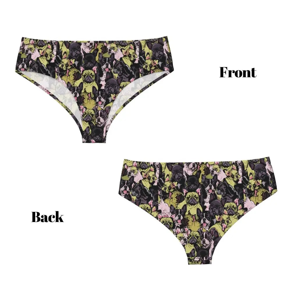 Custom Womens French Bulldog Christmas Santa Claus Brief Panties Female Stretch Underwear Underpants