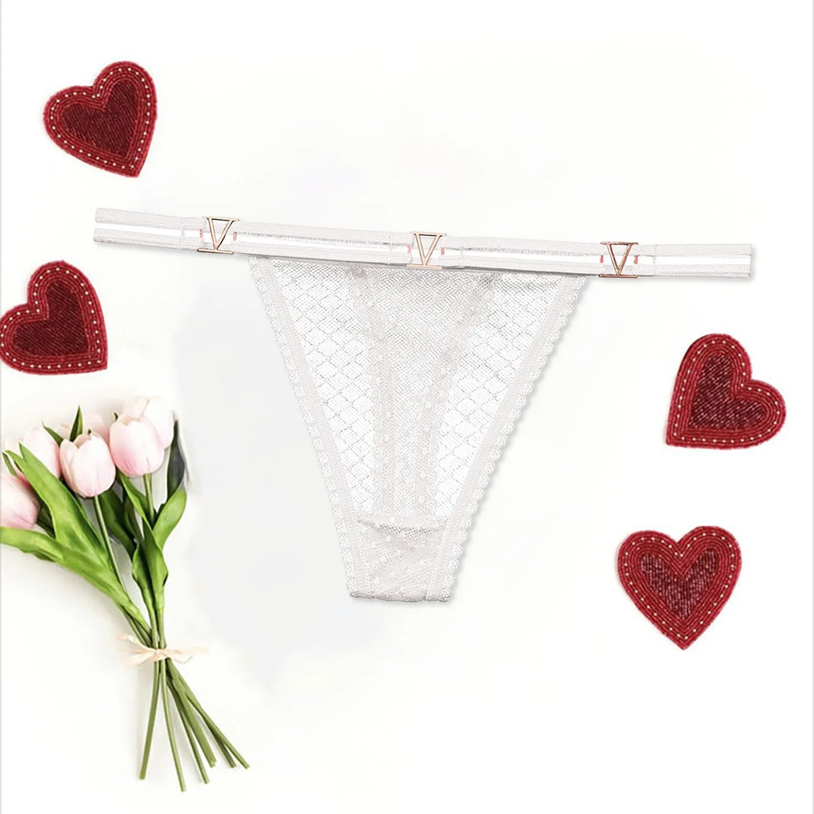 Seamless Hipster Mesh Thong – Low Waist Multi-Color G-String with Lace & Metal Buckles for Women