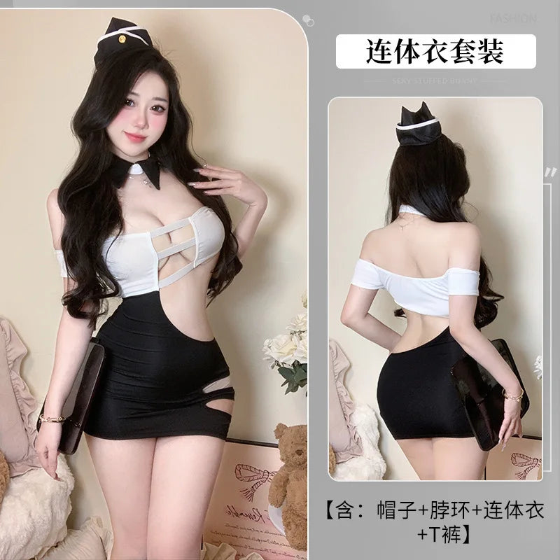 Sexy Strap Hollow Out Chest Secretary Tight Bag Hip Tank Mini Dress Pure Dress Elegant Sweet Korean Women 2025 New HI2D