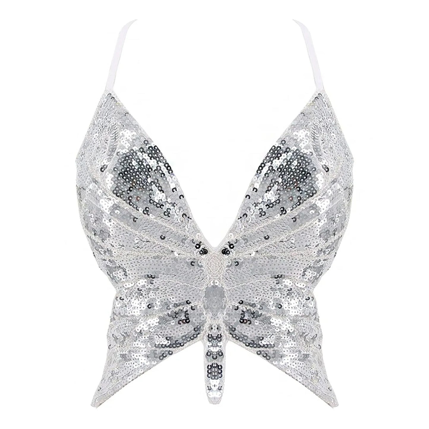 Sparkly Sequin Backless Bandage Crop Top – Sexy Sleeveless Dance & Carnival Vest for Women