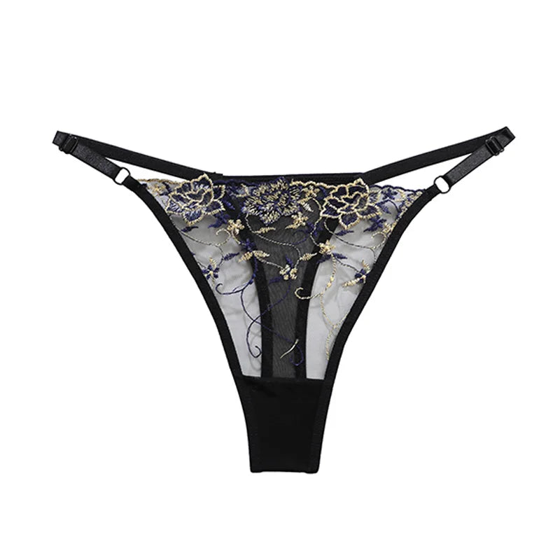 Women’s Ultra-Thin Transparent Mesh Lace Bralette & Brief Set – Backless Sexy Lingerie