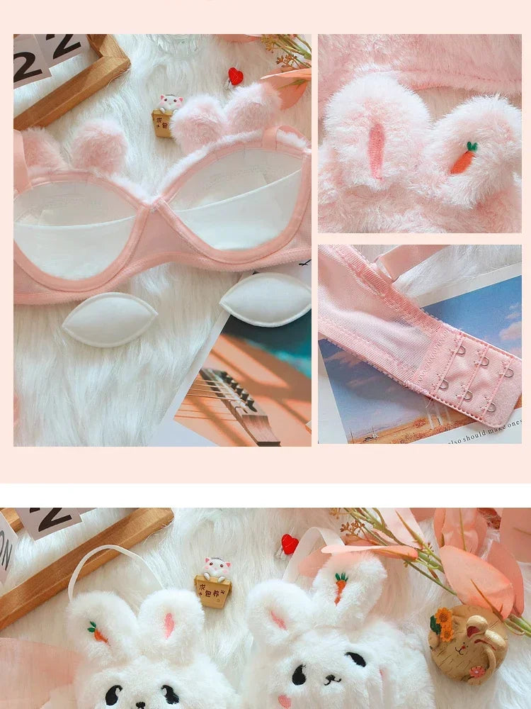 A New Plush Lingerie for Girls, A Cute Japanese-style Bra with A Rabbit and No Steel Hoop